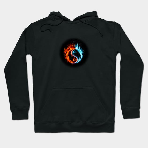 Fireball, yin yang design Hoodie by Stell_a